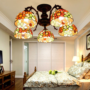 蒂吊灯美欧式温馨玻璃5头卧室餐厅地中海凡尼吸顶灯多头LED灯具饰