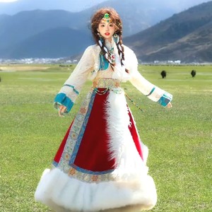 云南藏族新疆西藏拉萨民族风特色旅拍摄影写真服装女款藏服演出服