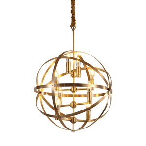 全铜后现代简约美式个性纯铜设计师会所创意圆球形客餐厅卧室吊灯