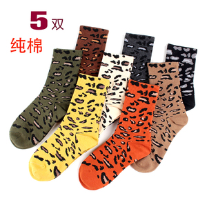 ins豹纹袜子女韩国东大门豹点堆堆袜秋冬潮时尚个性棉袜中筒袜
