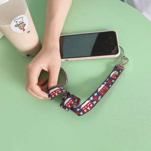 HiSumato手机挂脖绳链挂件饰品长款弹力扁绳不勒脖超薄造型金属扣