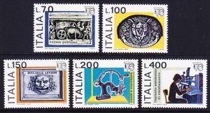 意大利邮票 1976年米兰76国际邮展(2组)浮雕 5全 新
