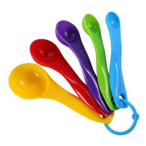 彩色带刻度量勺5件套 塑料奶粉咖啡量匙套装 厨房烘焙工具 1g15克