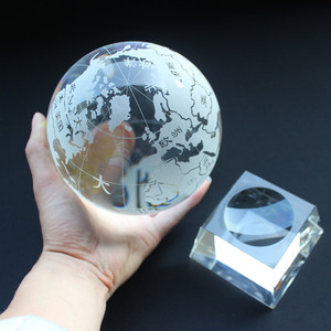 水晶地球仪摆件  中文地球  无字地球 水晶地球奖品
