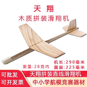天翔木制拼装模型飞机滑翔机竞赛科教玩具小学生手掷直线木质弹射