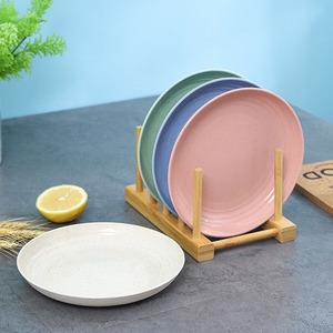 18cm盘子麦秸秆菜盘家用圆形ins餐桌吐骨头碟子塑料水果小吃盘