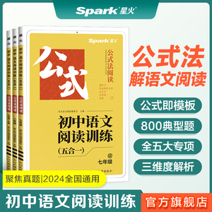 星火初中语文阅读理解答题模板七年级八九年级初一初二初三上下册语文阅读理解专项训练书公式法语文阅读训练五合一现代文名著阅读