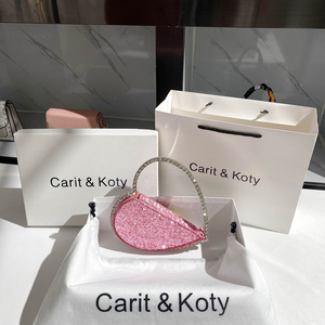 Carit Koty春夏女士小众亮片包包2024新款潮粉色爱心包水钻手提包
