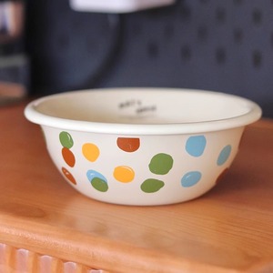 老麦【自制】INS复古波点搪瓷碗沙拉碗早餐碗酸奶碗辅食碗汤碗