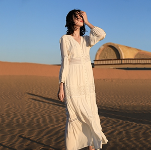 白色仙女长裙云南旅游穿搭海边度假西藏青海湖沙漠拍照显瘦沙滩裙