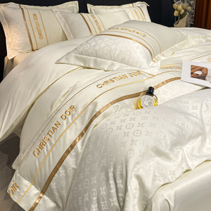 DGVV水洗真丝四件套夏高级床上100%蚕丝轻奢床品刺绣被套床单床笠
