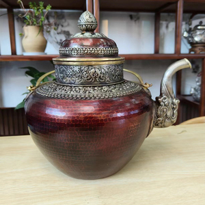 纯手工铜茶壶酥油茶壶铜壶工艺水壶手工铜酒壶铜藏式敬水壶带盖