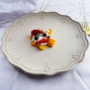 家用欧式纯色复古西餐牛排盘果盘餐盘高级感好看的菜盘子瑕疵陶瓷