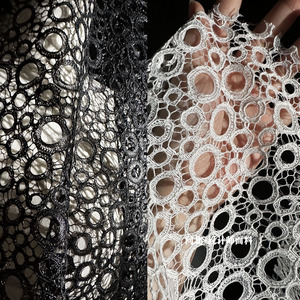 蝉翼 原创网纱设计师面料高档网布镂空透视 圆点图案肌理蕾丝布料