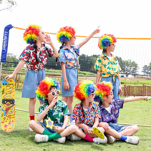 复古港风花衬衫80年代怀旧六一儿童啦啦队演出服装小学生运动会女