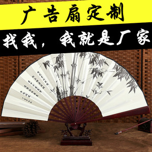 10寸丝绸大绢扇子中国风古风折扇雕刻手工艺礼品复古典男折叠扇竹