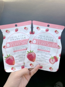 日本PureSmile酸奶草莓蜂蜜面膜精华补水保湿滋润提亮修护1片