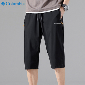 哥伦比亚24夏季冰丝七分裤男士薄款宽松直筒运动裤子休闲男款短裤