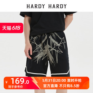 HARDY HARDY2023款潮流纯棉烫钻五角星休闲五分裤男女运动短裤子