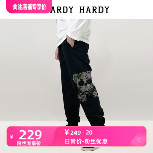 HARDY HARDY春季新款烫钻熊休闲卫裤情侣长裤子男女同款运动裤