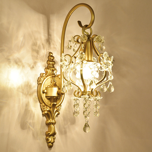 法式水晶壁灯客厅床头镜前灯现代走廊过道灯卧室创意欧式美式灯具