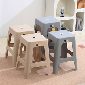 塑料凳子家用加厚熟料高脚凳简约方凳客厅成人餐桌凳可叠放收纳凳