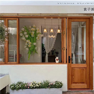 日式风格玻璃木门窗定制原木折叠窗室内推拉窗户实木上翻窗平开门