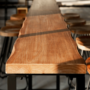 吧台桌现代简约实木吧桌椅组合商用铁艺酒吧台长条靠墙高脚窄桌子