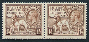 英国 1925 大英帝国博览会-乔治五世和狮子 1.5P双联 不贴全品