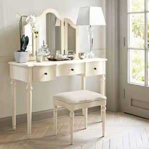 美式梳妆台卧室小户型实木简约现代化妆台欧式三面镜折叠镜化妆桌