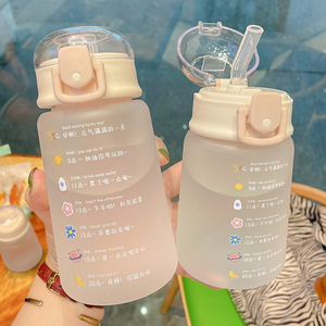 水杯女生2022新款便携可爱的带吸管学生儿童孕产妇高颜值塑料杯子