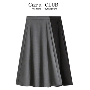 Cara CLUB大码高腰显瘦A字半身裙女夏季复古显瘦赫本风百搭伞裙子