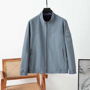 撤柜剪标蓝灰色立领夹克男春季薄款透气日常休闲挺阔气质工装外套
