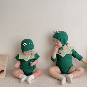 2024春夏新款青蛙造型哈衣ins款连体衣套装婴儿包屁衣外出