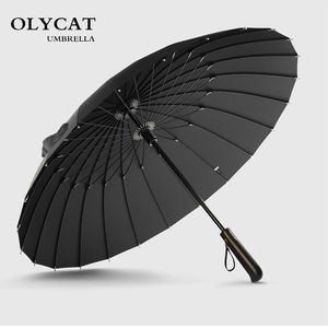 OLYCAT日系创意复古木柄24骨手动加固抗风结实耐用实木晴雨伞男女
