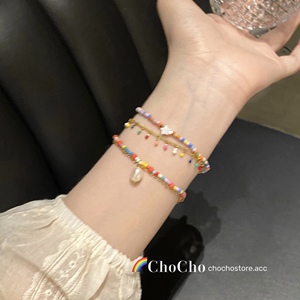 chocho/盛夏的热浪~彩色串珠双层多巴胺手链小众设计感夏季手饰