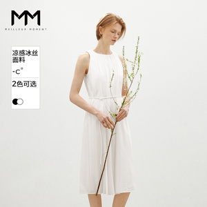 MM麦檬24夏商场同款法式度假白色无袖吊带仙女连衣裙5F4191941