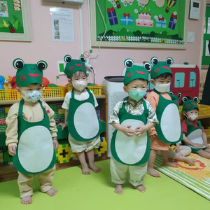 小青蛙呱呱呱六一幼儿园儿童节无纺布衣服手工DIY亲子走向表演服