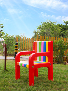 户外公园长椅儿童彩色塑料靠背椅简约别墅小区庭院广场休闲椅子