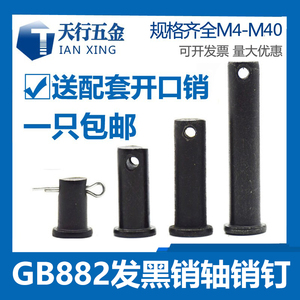 GB882发黑销轴T型定位销平头带孔销钉M4M5M6M8M10M12M14M16M20M50