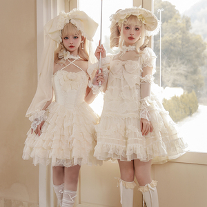 截团 奶油蛋糕 原创Lolita设计 纯白少女吊带段段 春节花与珍珠匣