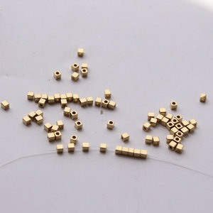 原铜毛胚正方盒子散珠 2/3/4mm金色散珠手链项链服饰配件手工材料