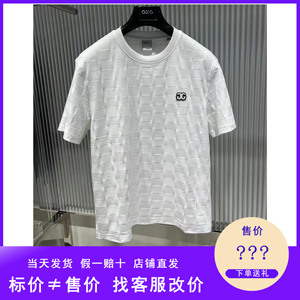 当天发GXG男装24年夏商场同款白色绣花圆领短袖T恤G24X442013 001