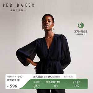 TED BAKER春夏款女士V领系带灯笼袖收腰长袖衬衫270667