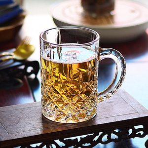 精酿啤酒杯抖音扎啤杯500ml玻璃杯带把1000毫升啤酒杯大容量创意