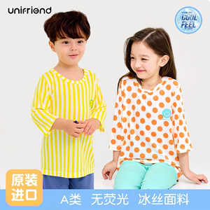 unifriend韩国儿童冰丝睡衣男童春夏季女童家居服薄宝宝空调服a类