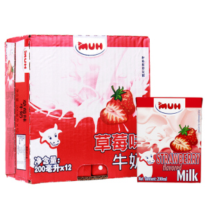 丹麦进口MUH甘蒂牧场草莓味牛奶200ml*12盒牧牌低脂奶整箱调制乳