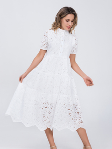 Marwin Cotton Hollow Out Summer White dress Women Holiday Pe