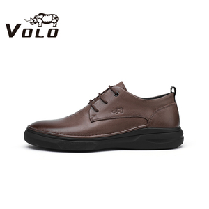 VOLO/犀牛男鞋春季新款厚底透气软底休闲皮鞋潮流系带耐磨商务鞋