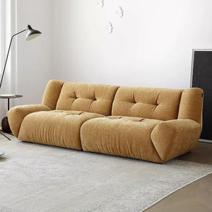 意式极简奶油风雪尼尔布艺沙发设计师别墅小户型客厅云朵直排沙发